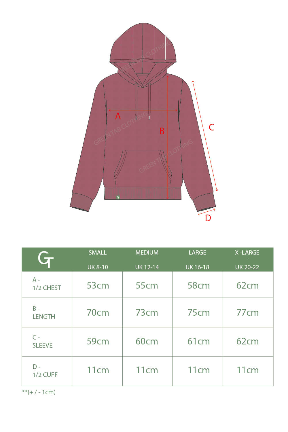 DARK ROSE HOODIE SIZE CHART-01