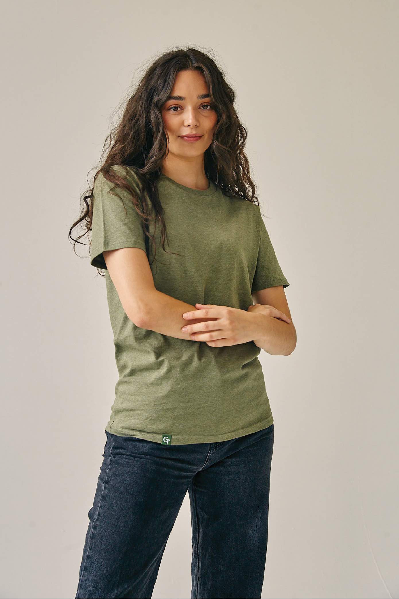khaki green tee Liz 4
