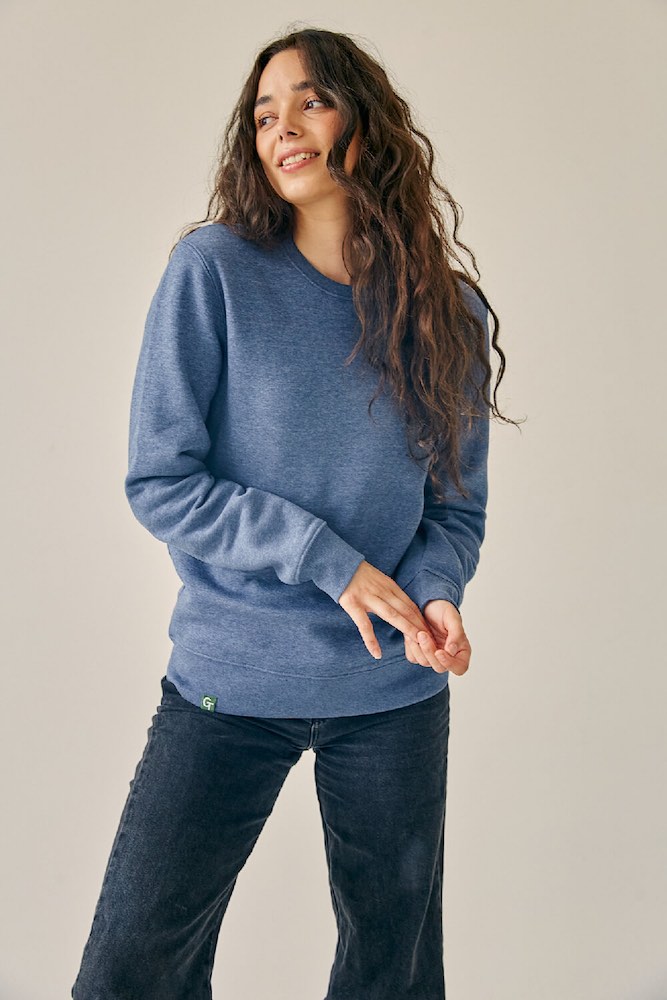 ORGANIC SWEATER BLUE HEATHER