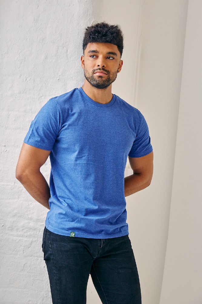 men's regular fit cotton t-shirt in blue heather