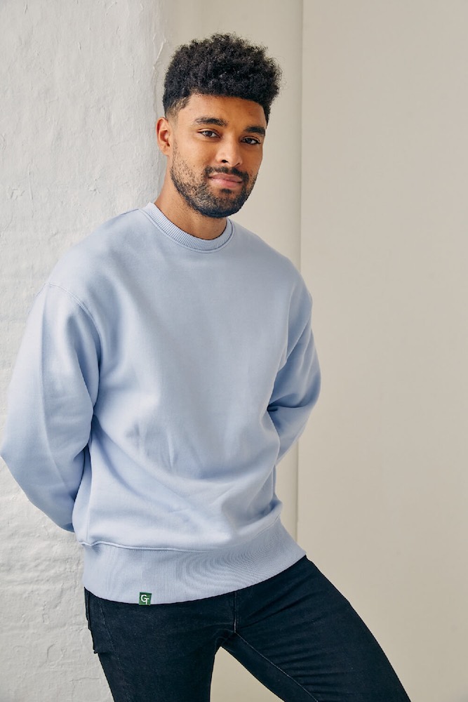 men's relaxed sweater in cool blue