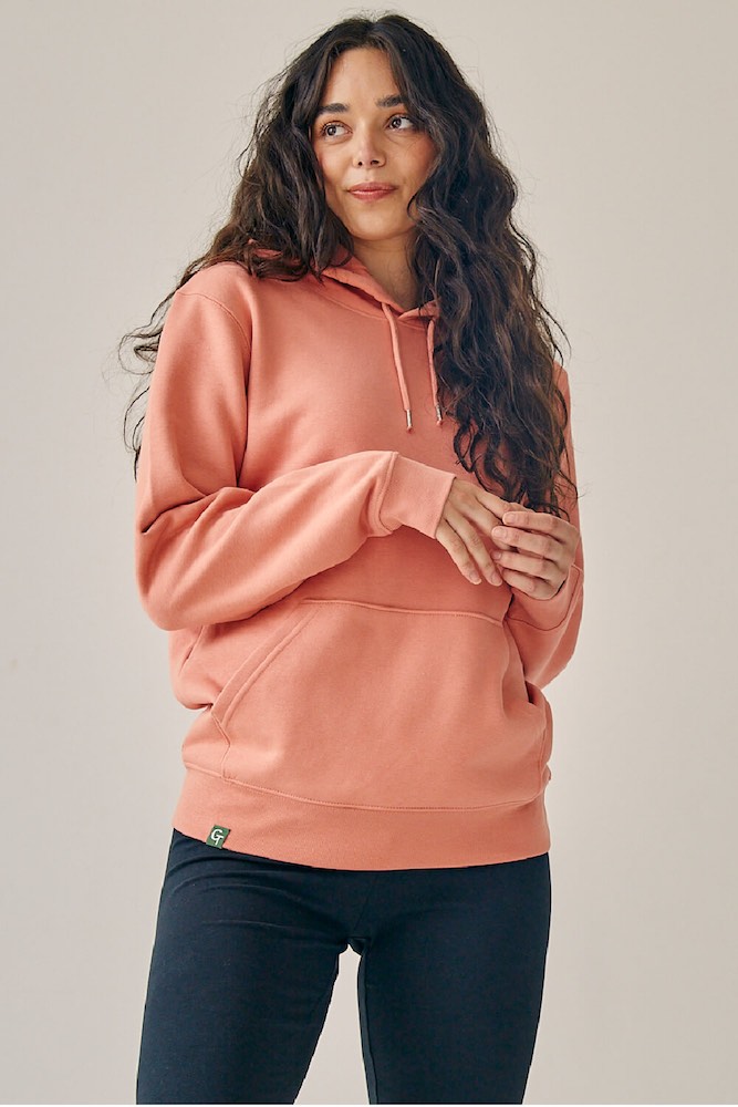 ORGANIC PULLOVER HOODIE CORAL SAND