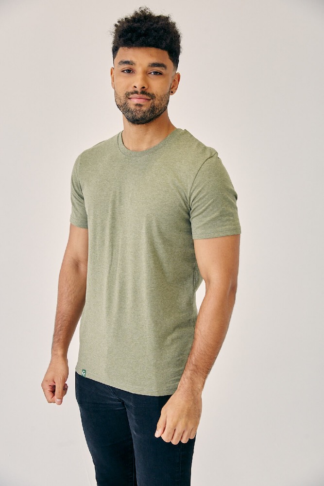 men's organic cotton regular fit t-shirt in khaki green heather