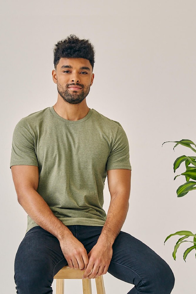 ORGANIC COTTON T-SHIRT KHAKI GREEN HEATHER