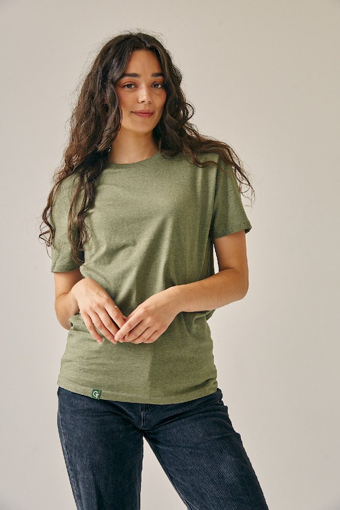 ORGANIC COTTON T-SHIRT KHAKI GREEN HEATHER