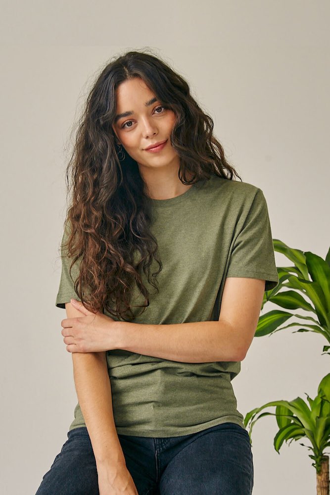 ORGANIC COTTON T-SHIRT KHAKI GREEN HEATHER