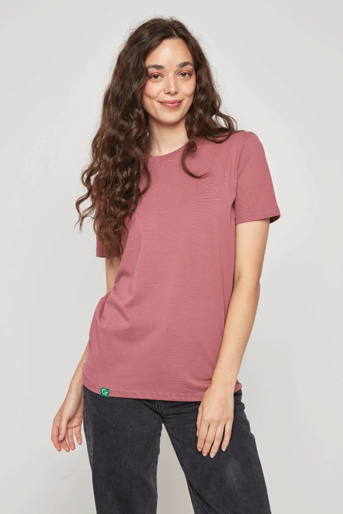 women's organic cotton regular fit t-shirt in dark rose