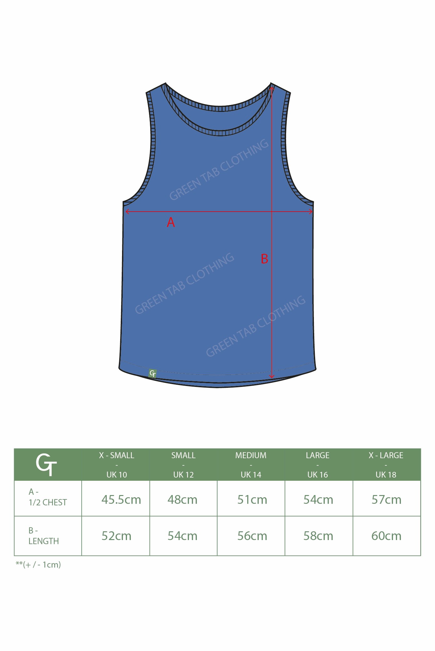 OCEAN BLUE CROP SIZE CHART