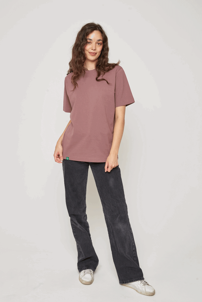 organic cotton heavy weight t-shirt in rose brown