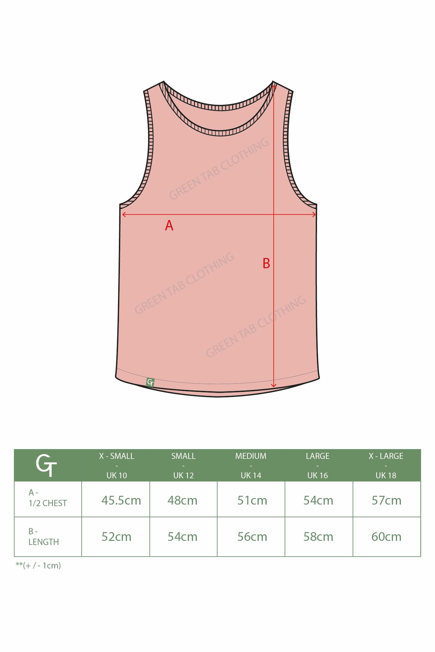 STONE PINK CROP SIZE CHART