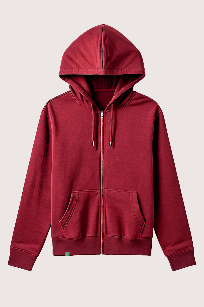 burgundy zip hoodie product image