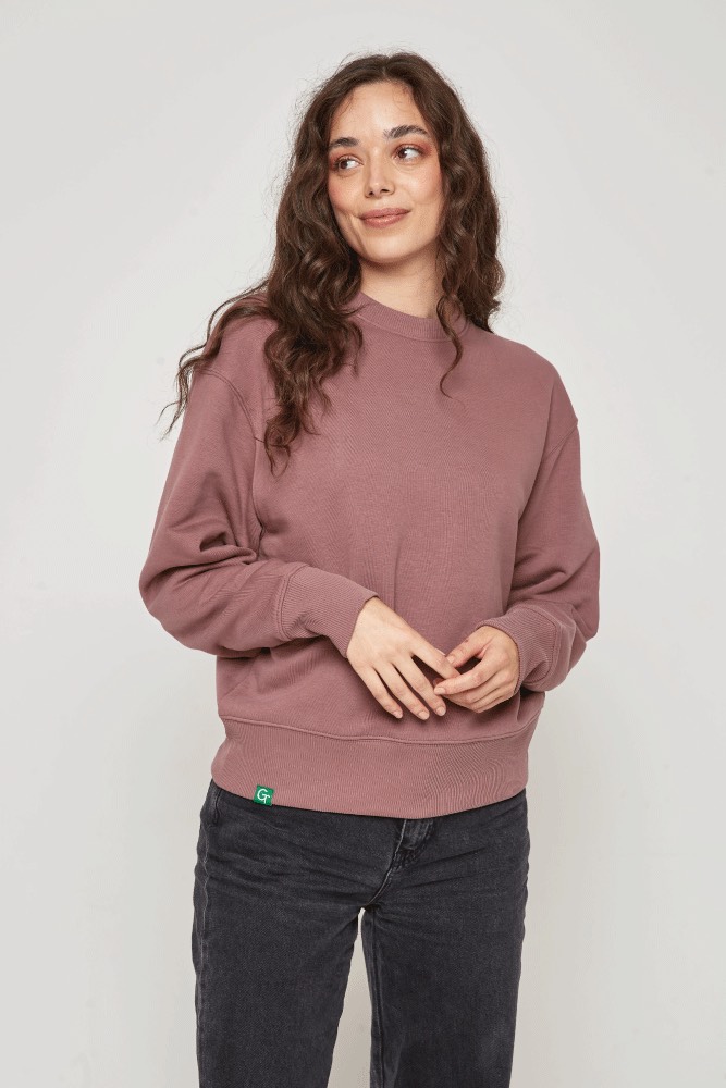 organic cotton relaxed sweater in rose brown