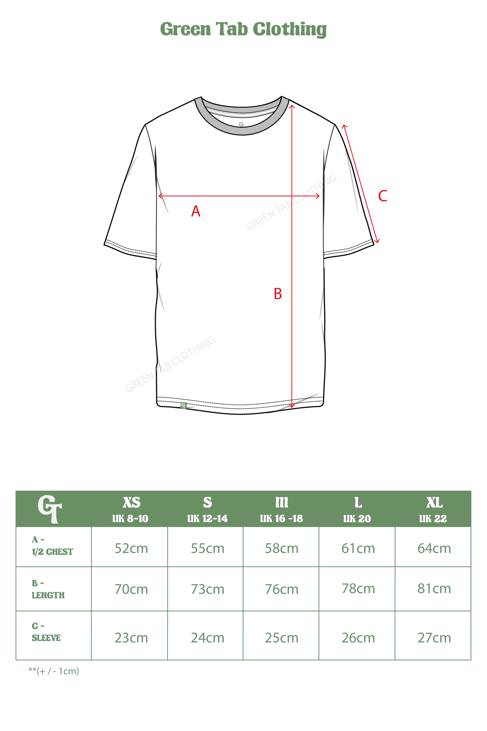 WHITE HEAVY RELAXED TSHIRT SIZE CHART