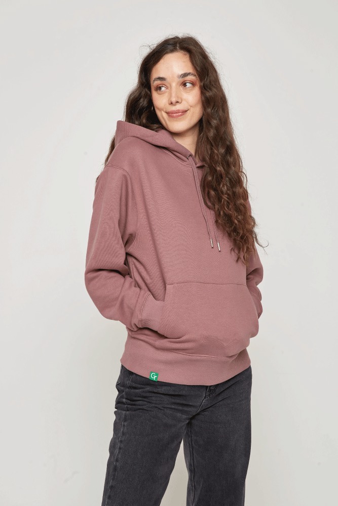 Organic Cotton Relaxed Hoodie in Rose Brown