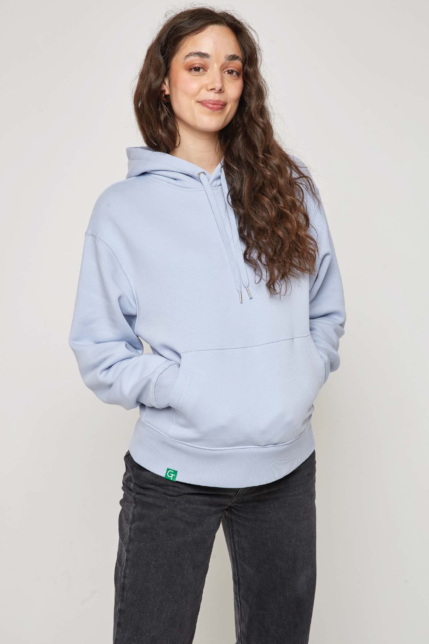 cool blue organic cotton relaxed hoodie