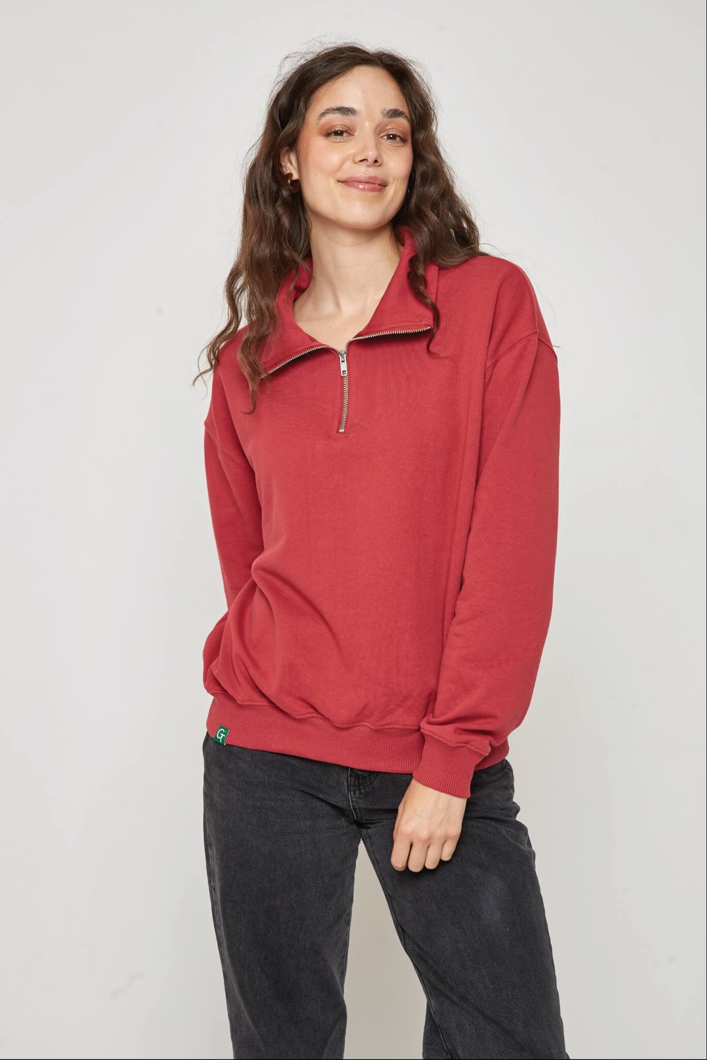 chilli red quarter zip jacket