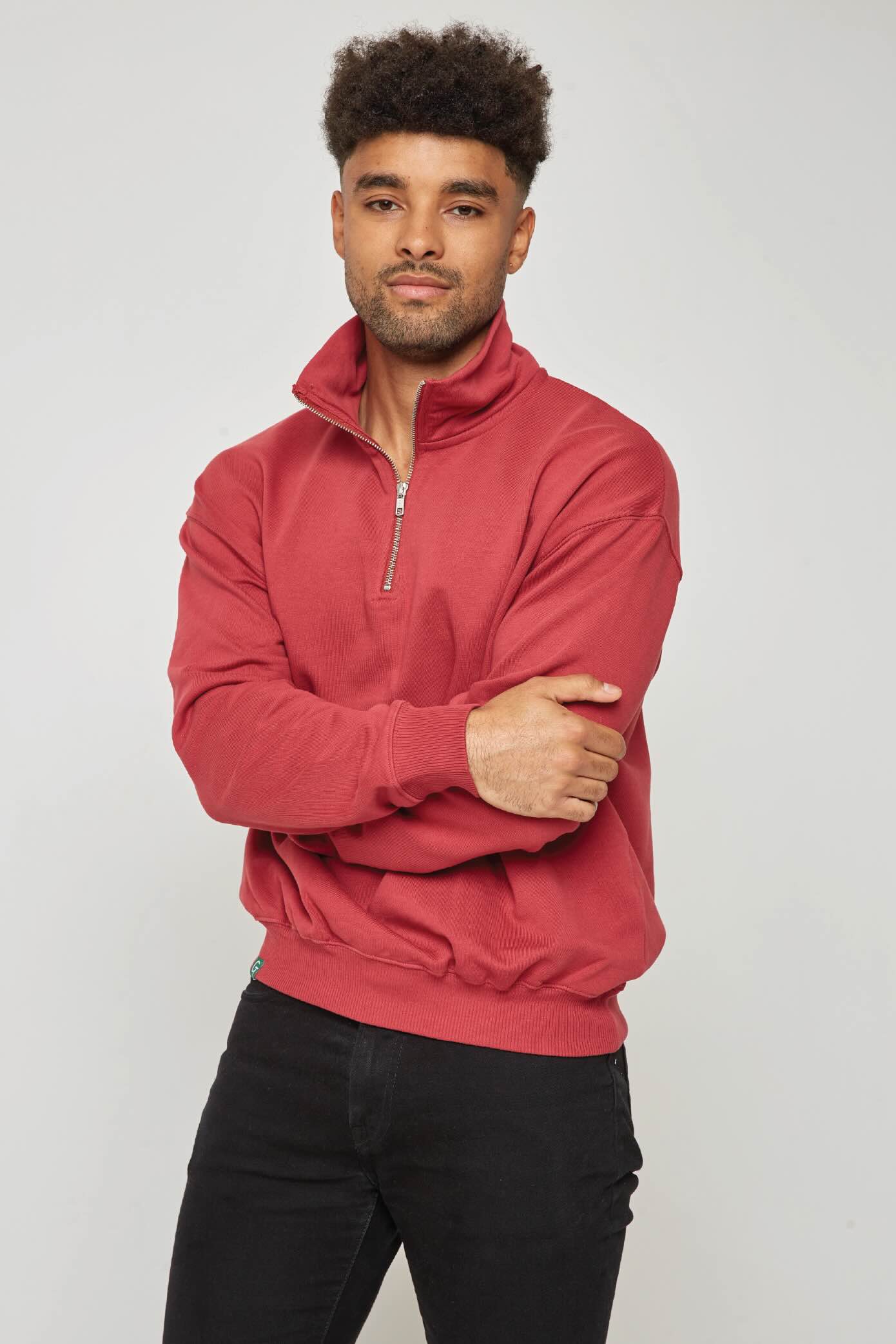 chilli red quarter zip jacket