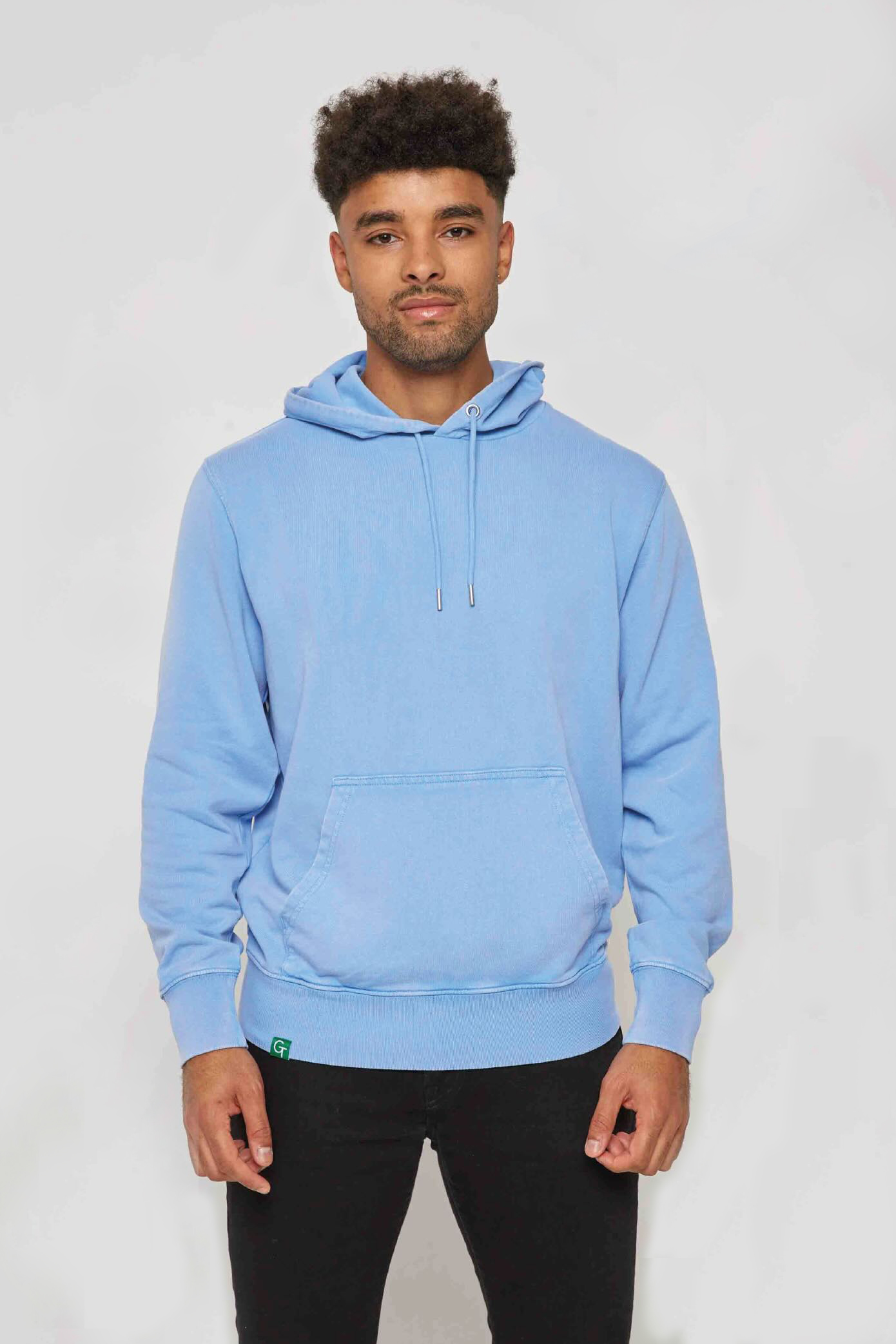 mens vintage wash blue hoodie