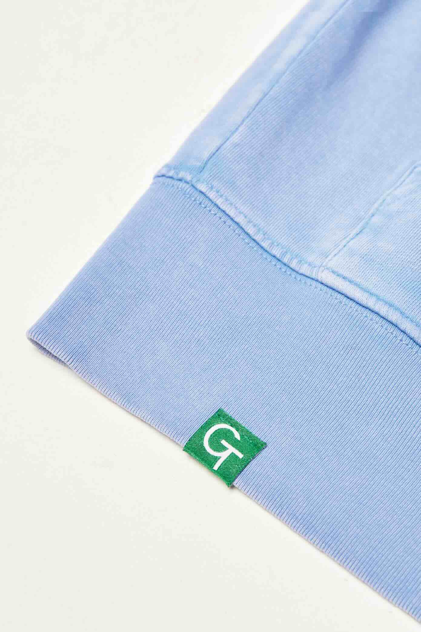 vintage blue hem tab