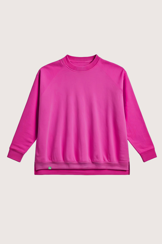 Ladies Pink Split Sweater – flat lay