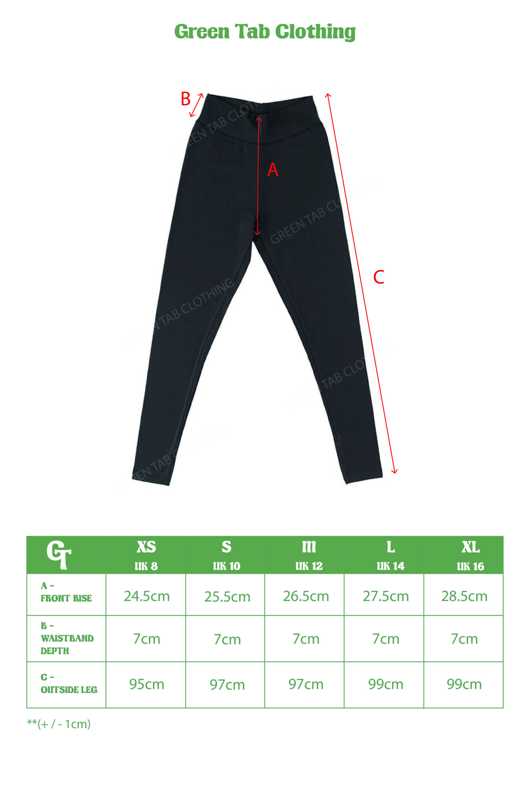 updated leggings size chart