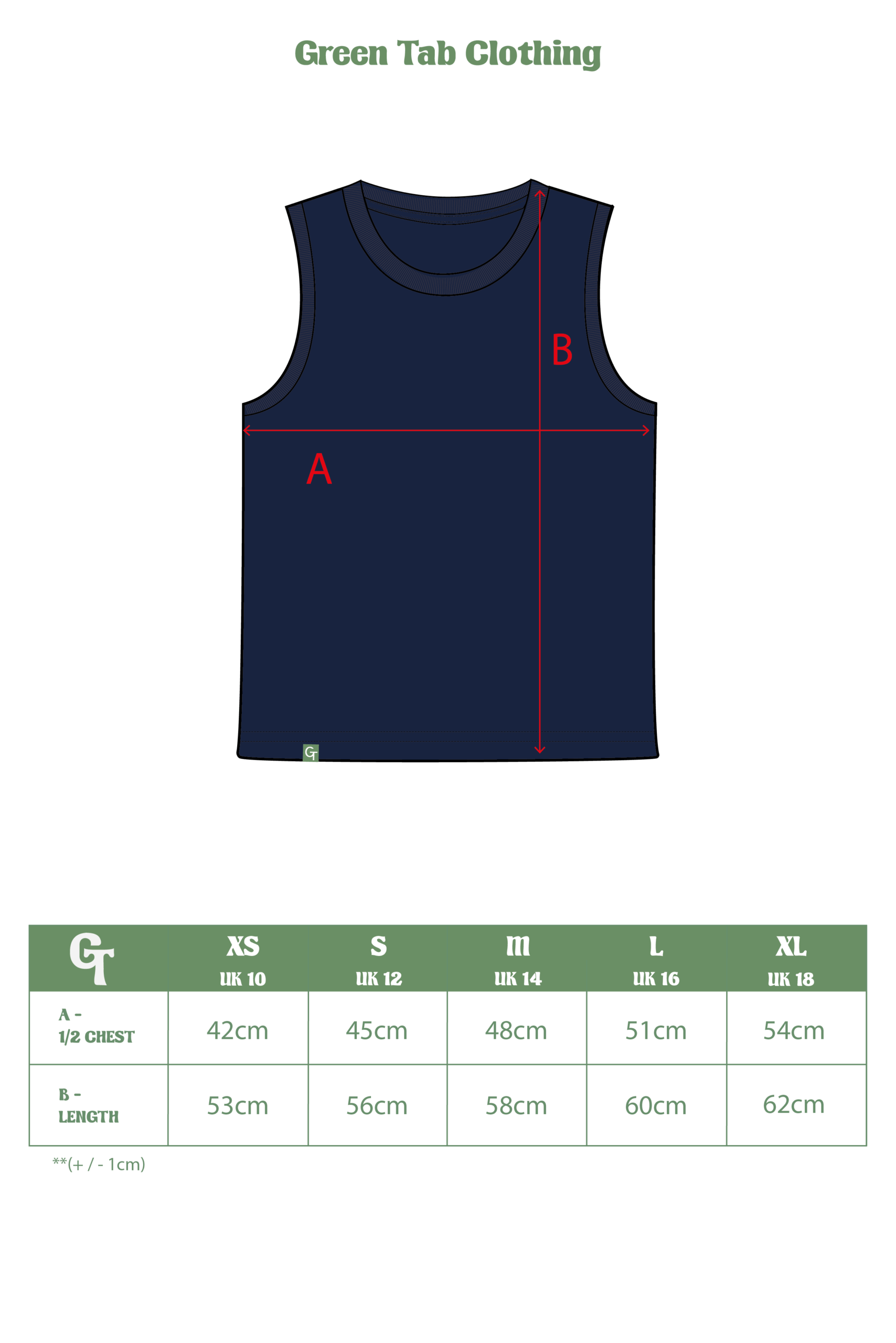NAVY TANK SIZE CHART