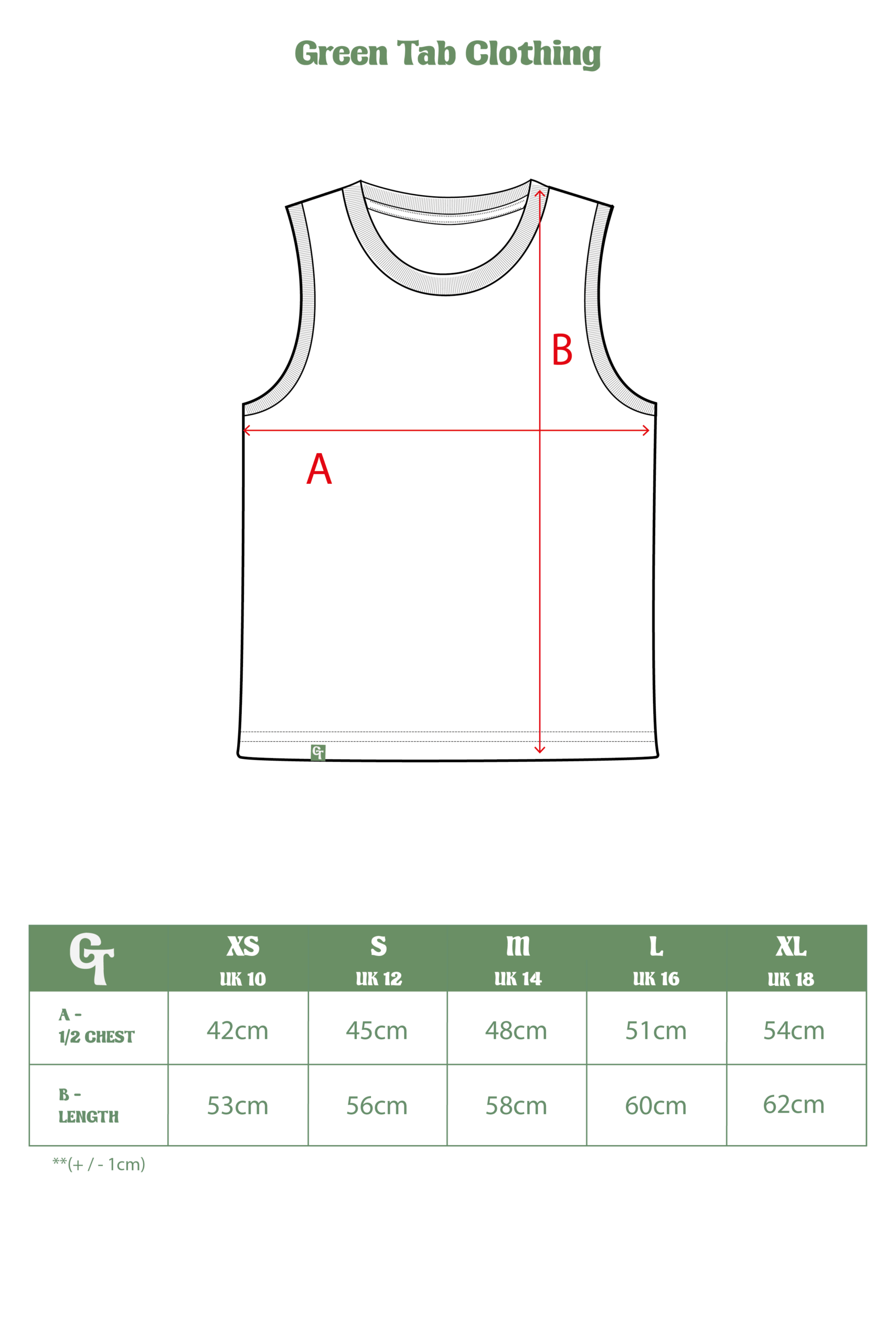 WHITE LADIES TANK SIZE CHART