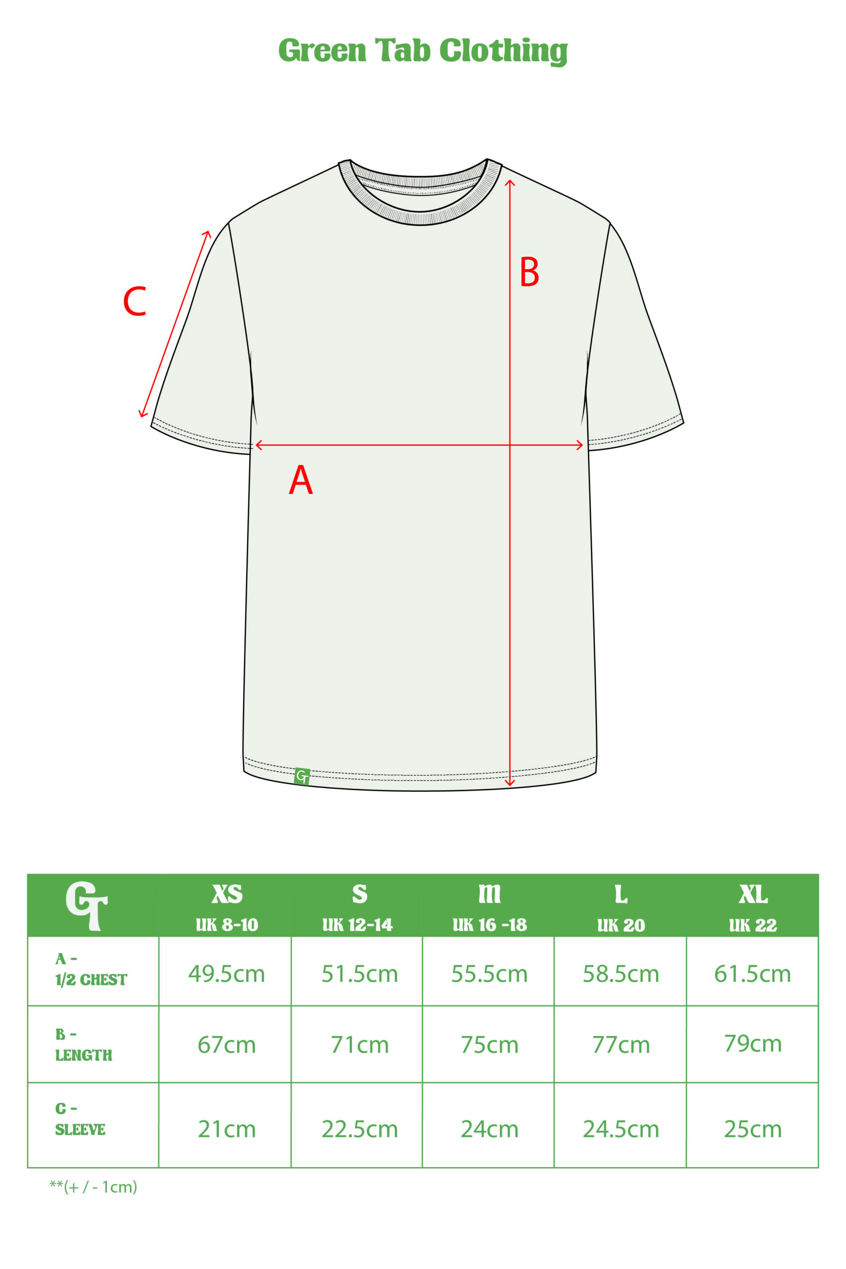 FLAT WHITE RELAXED T-SHIRT SIZE CHART