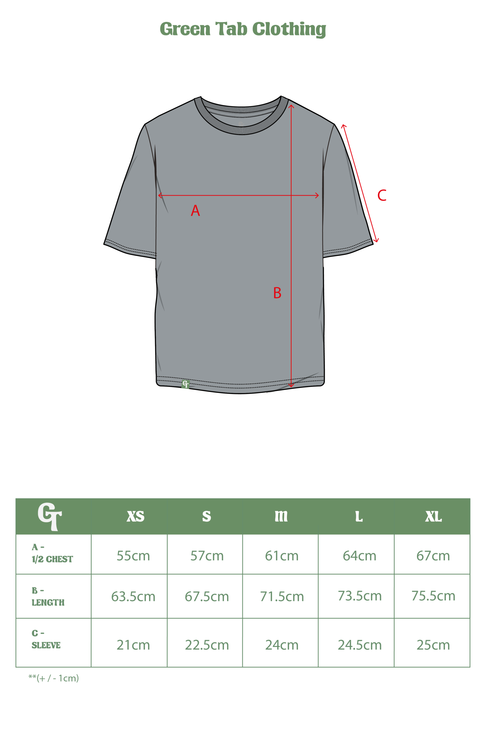 STORM GREY HEAVY BOXY T-SHIRT SIZE CHART