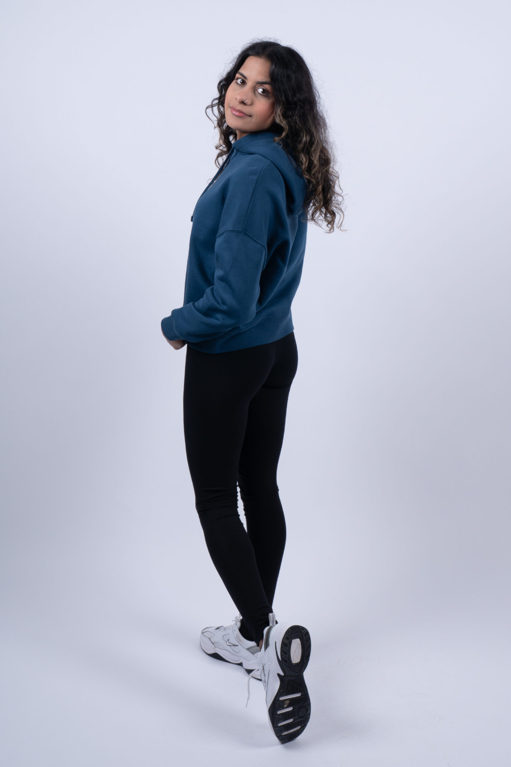 LADIES MID NIGHT BLUE HOODIE SIDE BACK