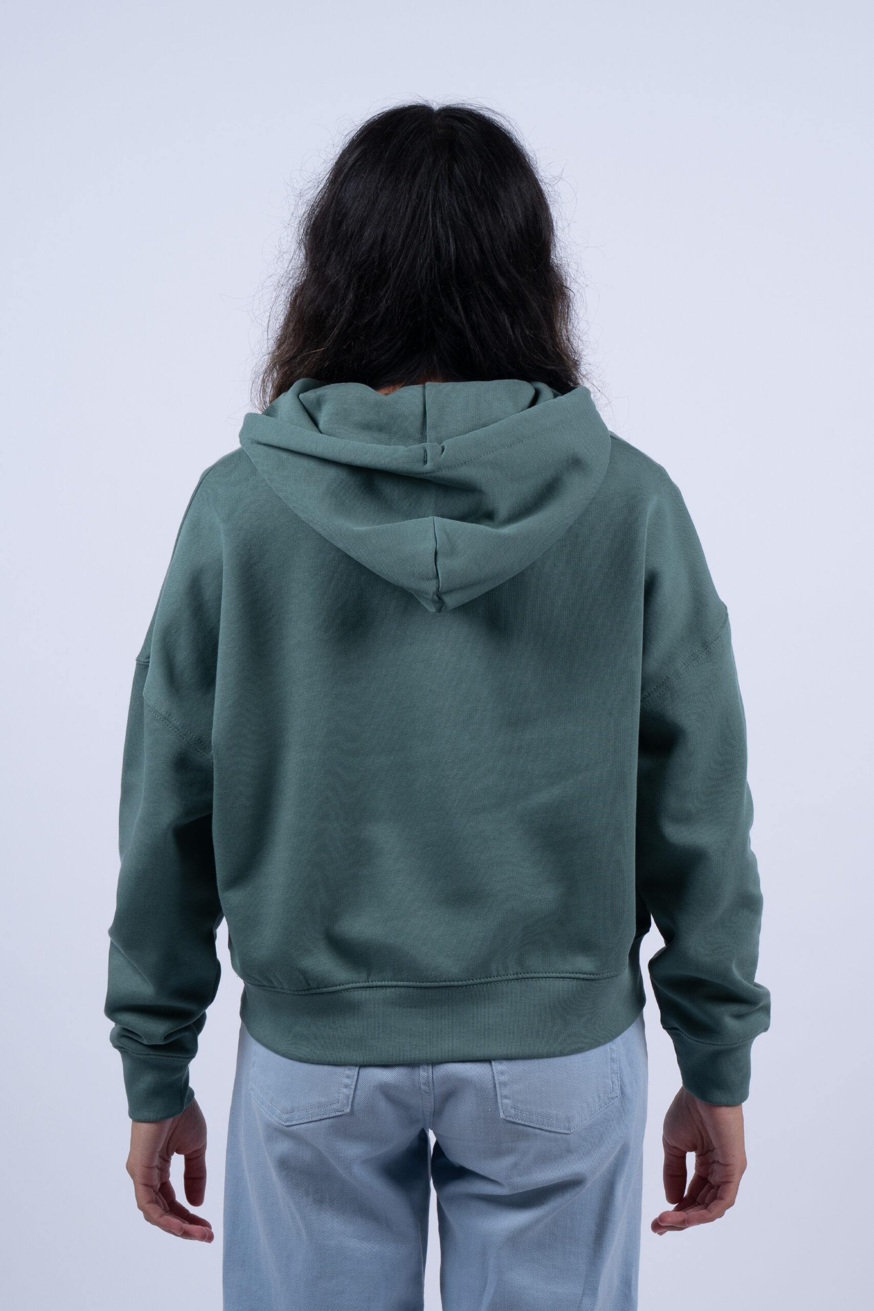 LADIES SEA GREEN HOODIE BACK
