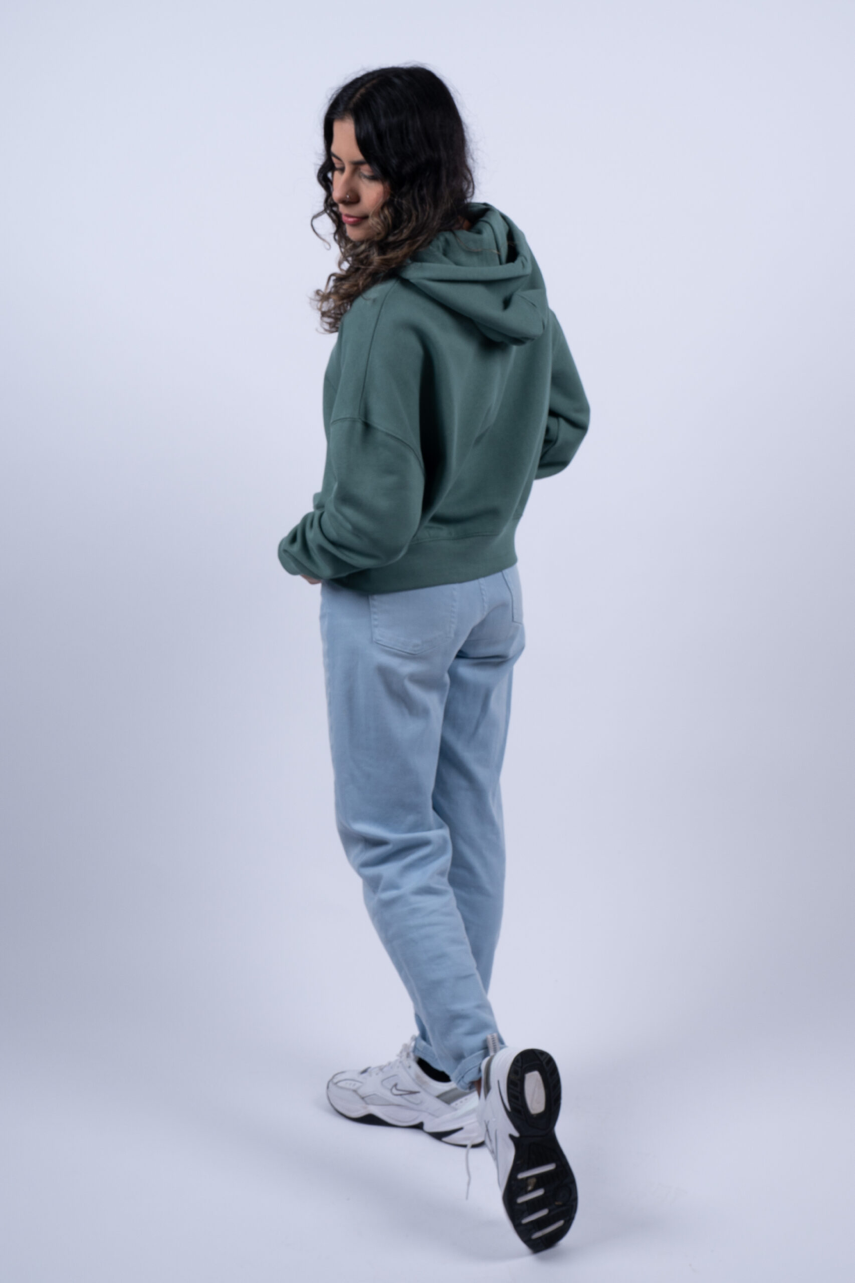 LADIES SEA GREEN HOODIE SIDE BACK