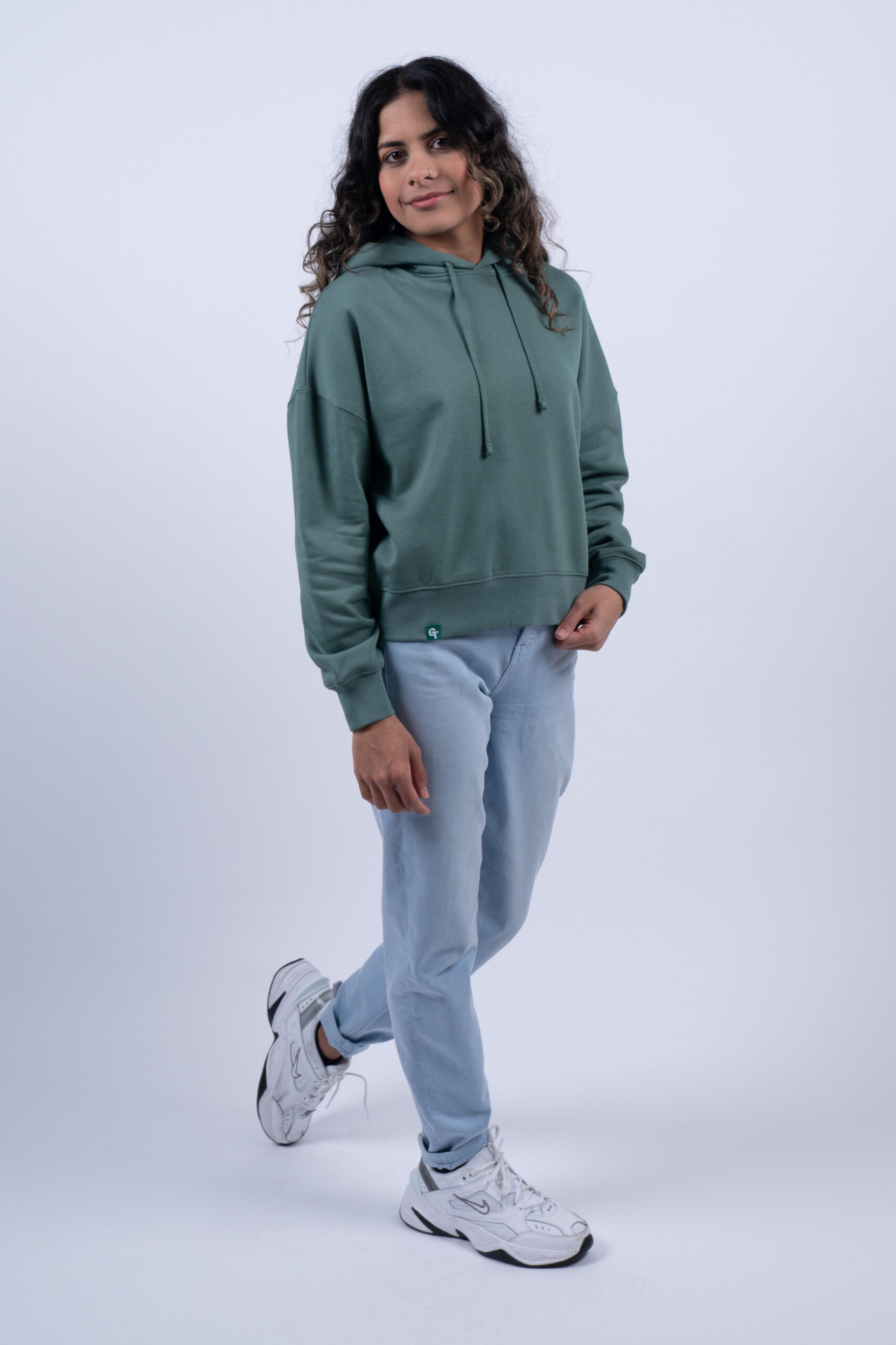 LADIES SEA GREEN HOODIE SIDE