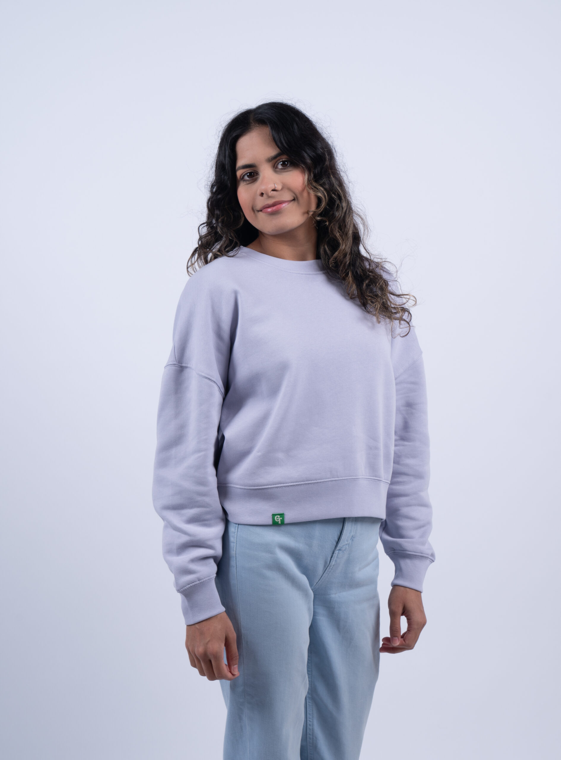 womens lavender sweater side close