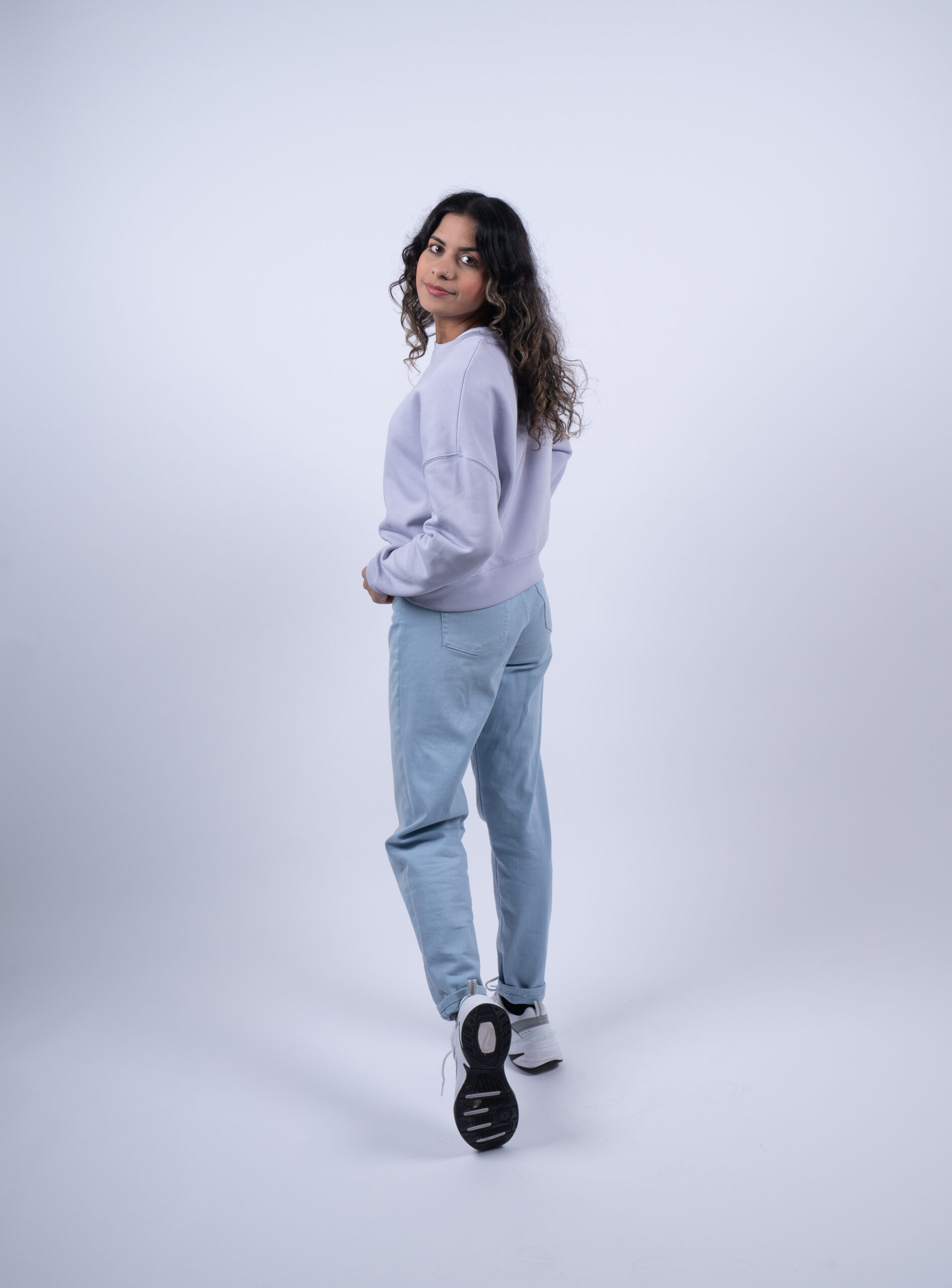 womens lavender sweater back far