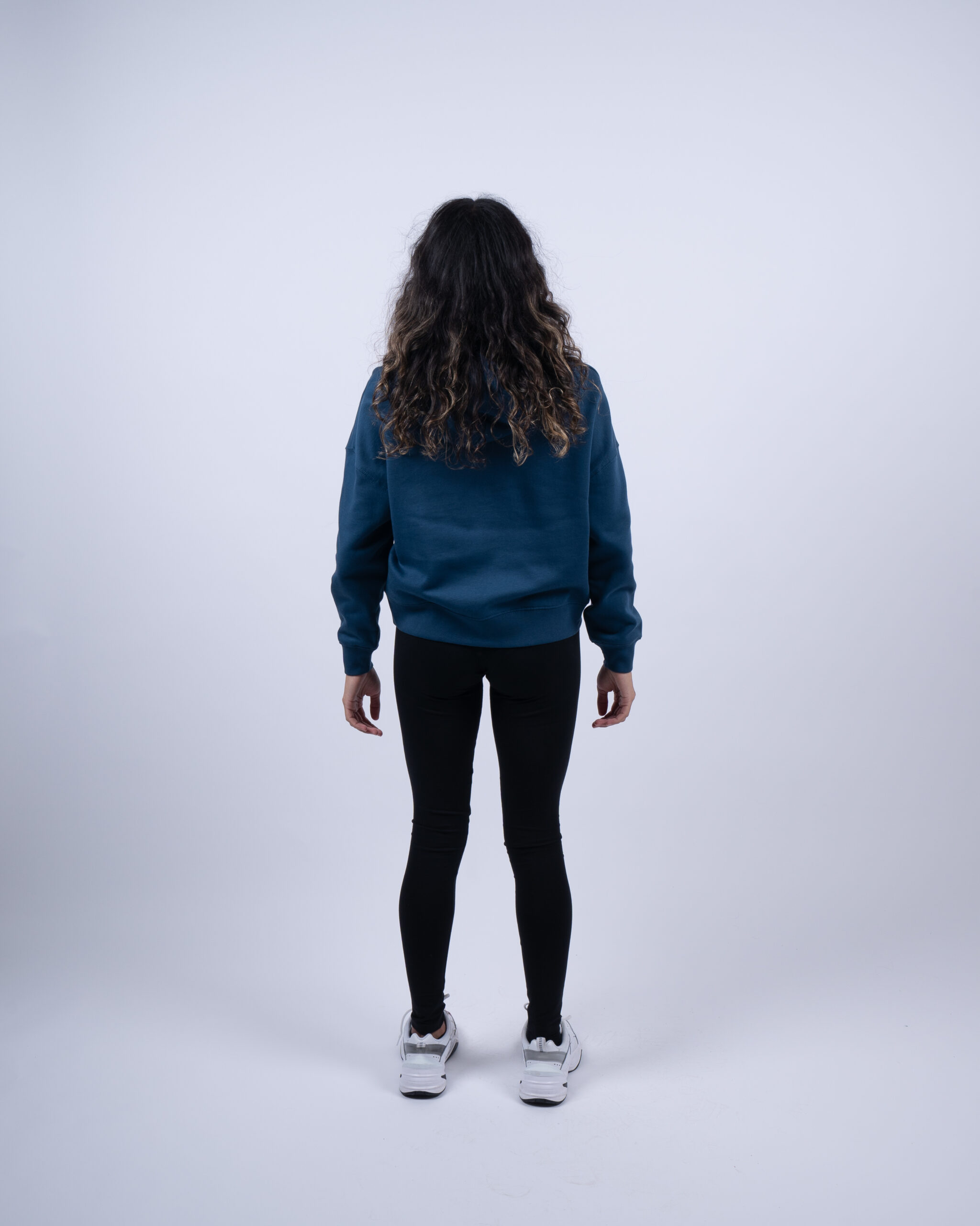 womens cropped midnight blue hoodie back