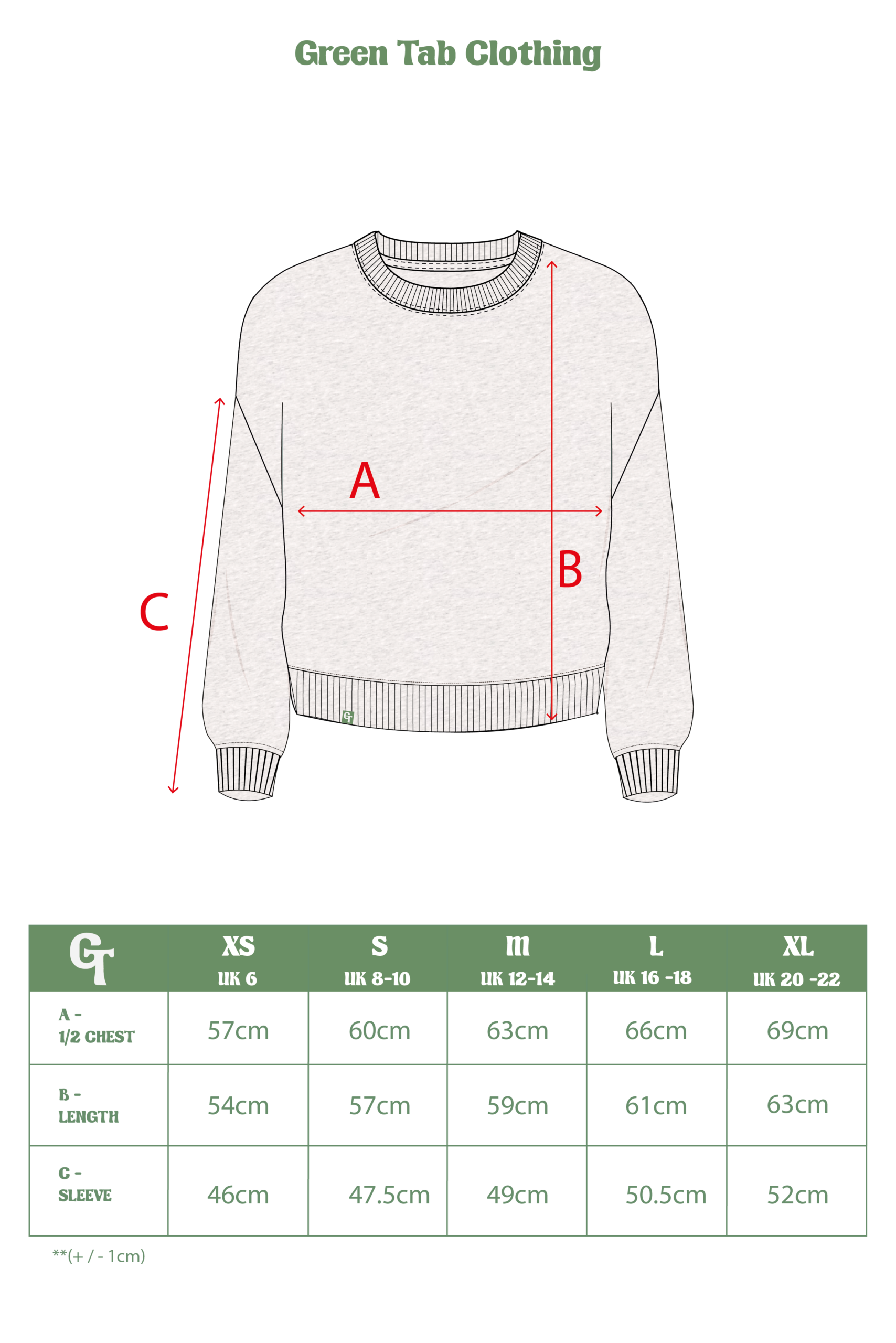 LADIES SNOW HEATHER SWEATER SIZE CHART