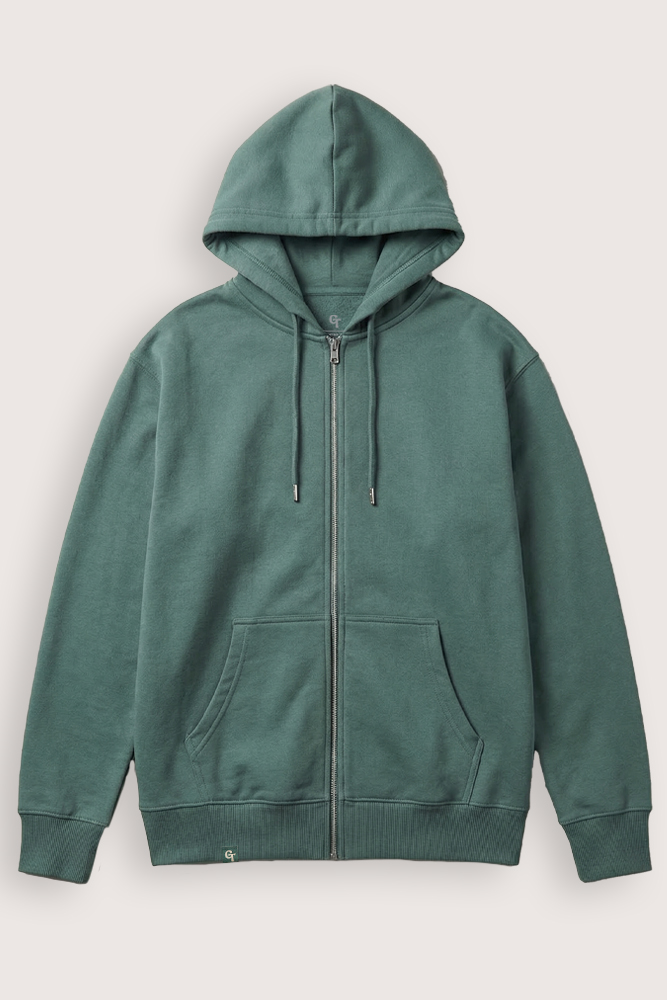 Mens sea green zip up hoodie