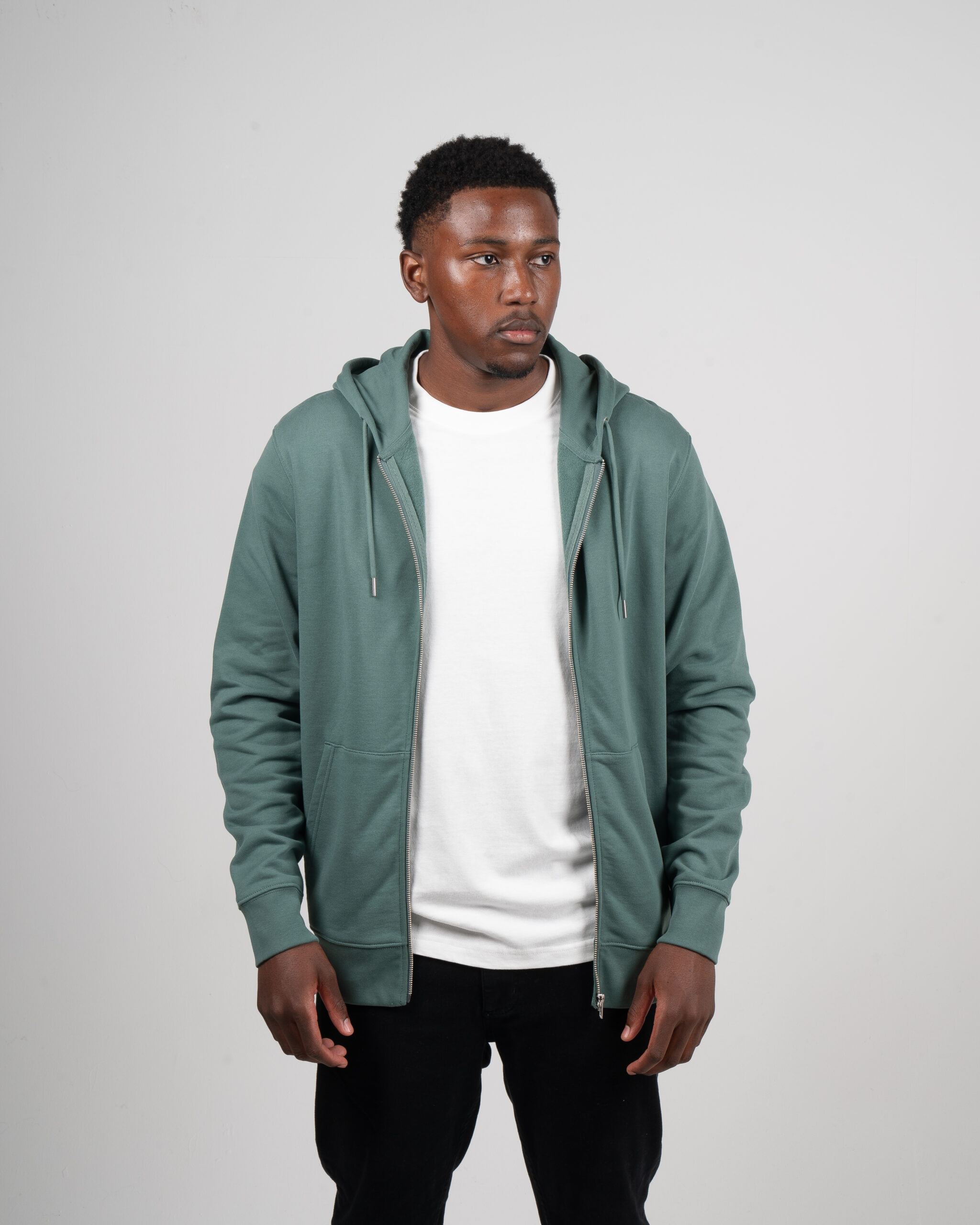 MENS-SEA-GREEN-ZIP-HOODIE-FRONT-OPEN