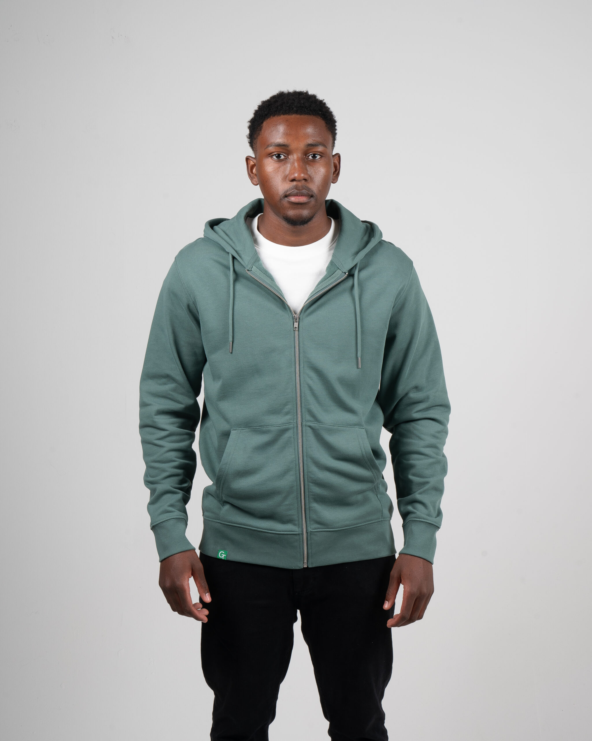 MENS-SEA-GREEN-ZIP-HOODIE-FRONT-CLOSED